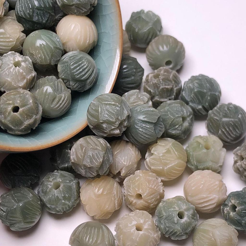 Bodhi Root Beads with Lotus & Cloud Patterns for DIY Buddhist Accessories