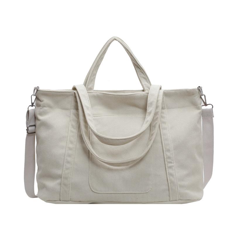 

Large Capacity Women Corduroy Shoulder Bags Simple Solid Color Female Crossbody Tote for Work School Versatile Ladies Handbags бежевый