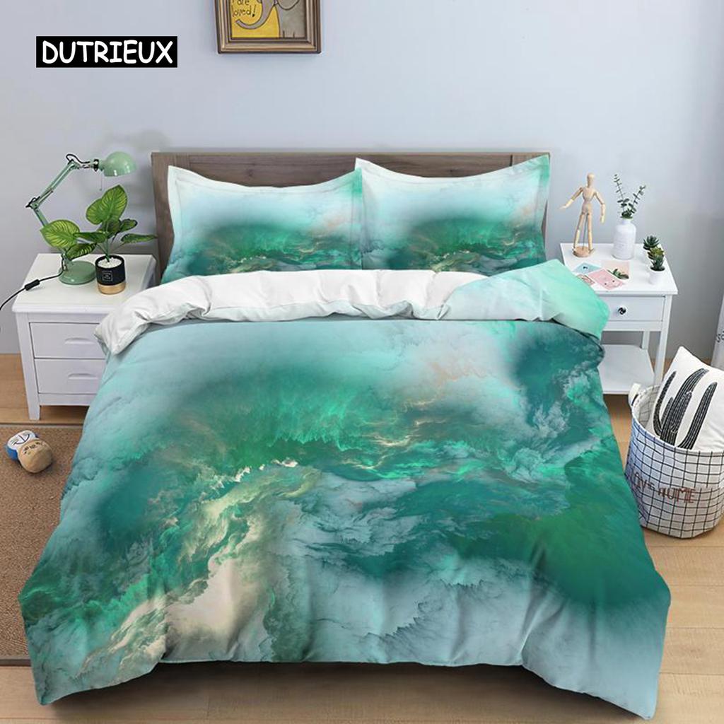 Colorful Cloud Duvet Cover Polyester Orange Yellow Purple Cloud Sky Quilt Cover for Teens Girls Abstract Theme Soft Bedding Set
