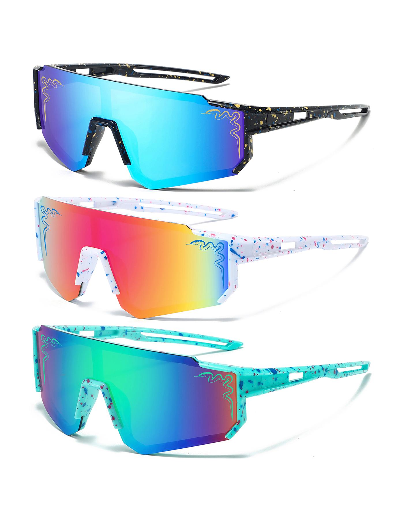 

3 PCS Outdoor Sport Sunglasses Men Women UV400 Sun Glasses Male Cycling Eyewear Mtb Running Goggles Baseball Softball Eyeglasses