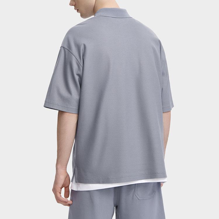 Fila American Series Letter Print Casual Loose Short Sleeve Polo Shirt Unisex Polo Shirts Brick-Gray F11U329105F-DY