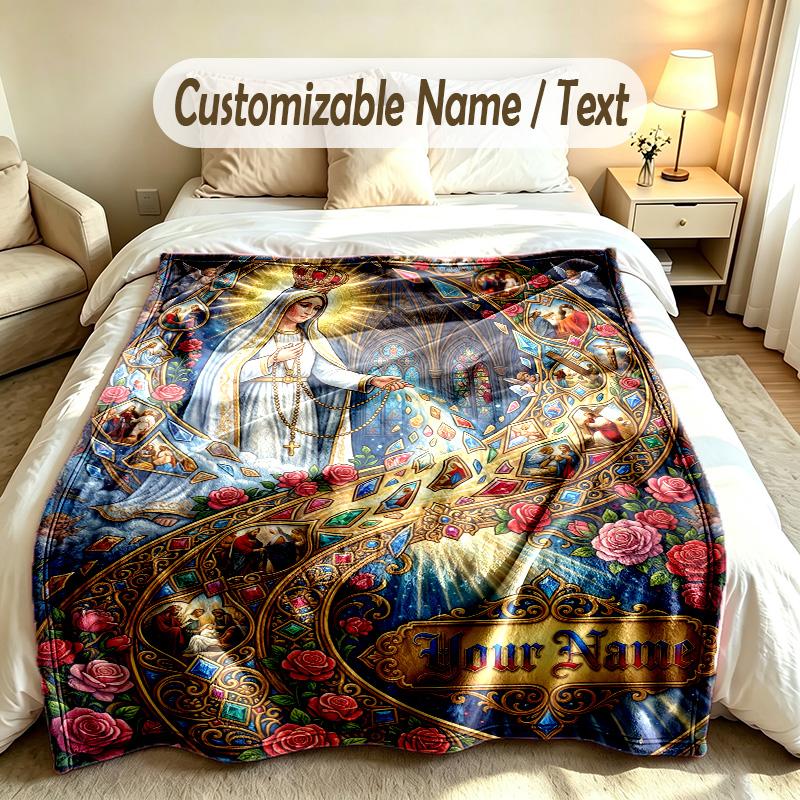 Floral Theme Custom Blanket Personalized Name & Text Customized Soft Warm Throw Blanket Home Decor