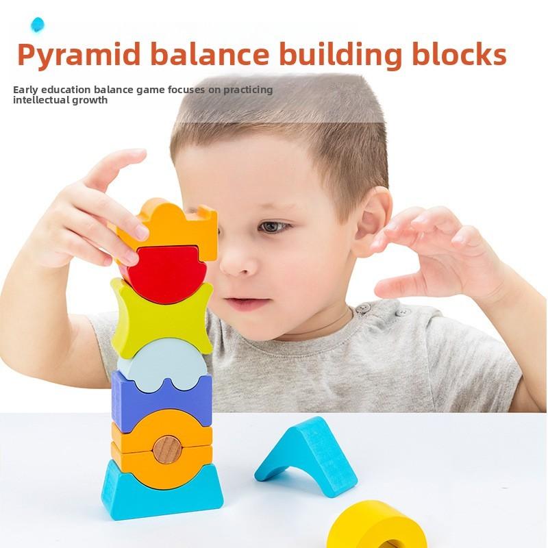 Blocks Wooden Stacking For Kids Learning Toy With Shape And Animal Matching
