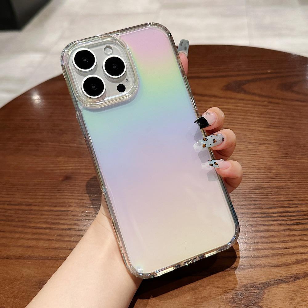 Transparent Rainbow Shockproof Electroplate Acrylic Laser Case for 13-16 Pro Max