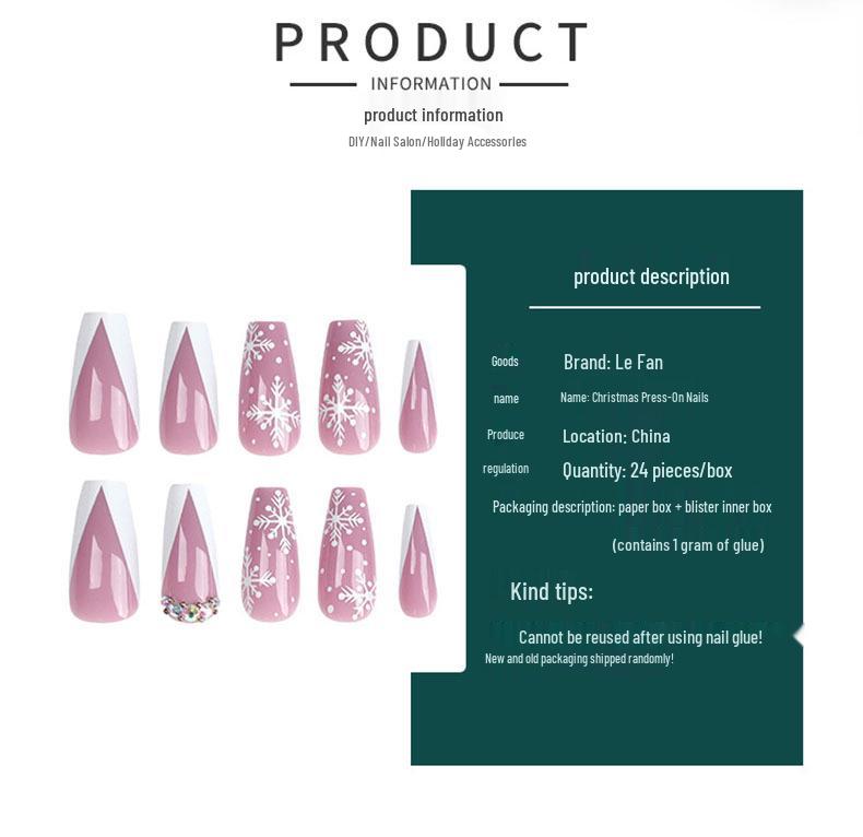 European & American Christmas Press-On False Nails Set