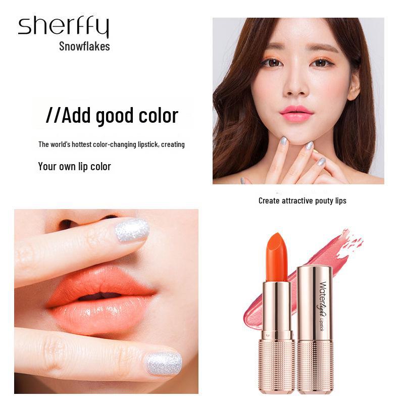 Xuefei Yiren No-Stick, No-Fade Carotene Color-Changing Lipstick - Moisturizing Red Cherry.