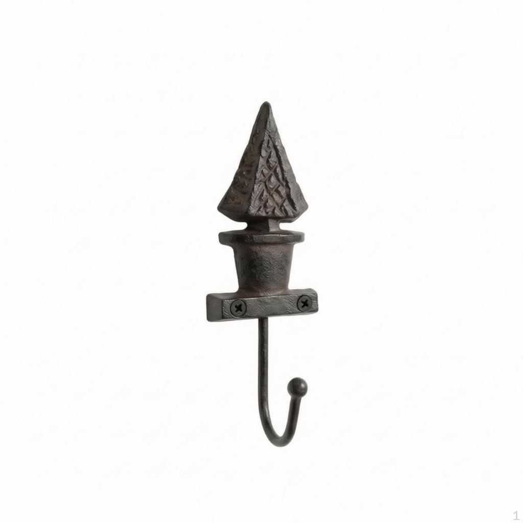 Rustic Hook with Mounting Screws Heavy Duty Cast Iron Vintage Decorative Wall Hooks for