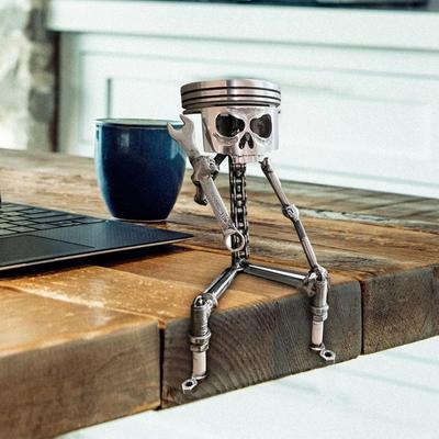 Oyma Piston Kafatası Yüz Reçine Süsleme Fotoğraf Aksesuarları Kafatası Baş Heykeli