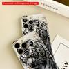 2DFlat Black Tiger Ink Art Phone Case All Inclusive Film Hard iPhone Case, Compatible with iPhone 18 Pro Max 17 16 15 14 13 12 11