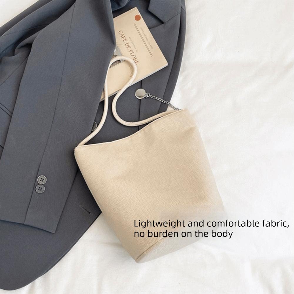 Trendy PU Leather Bucket Bag Magnetic Closure Soft Underarm Bag Large Capacity Shopping Bag Daily Outing