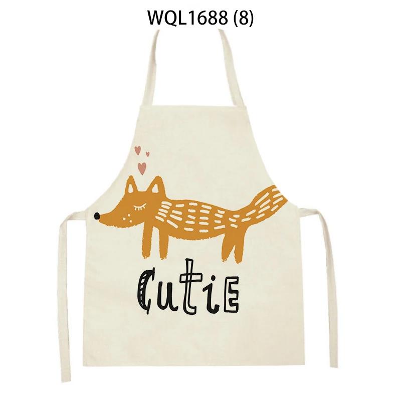 Süßes Fuchs-Muster Leinen Kochschürzen Frau Mann Reinigungs-Küchenschürzen Backzubehör Haushalts-Schürze Reinigungszubehör