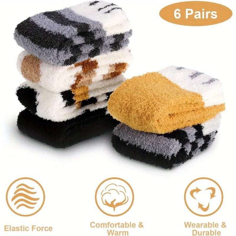 6 paires de chaussettes patte de chat pour femmes - chaussettes d'hiver douces et moelleuses avec poignets élastiques, cadeau de Noël, adaptées aux amoureux des chats