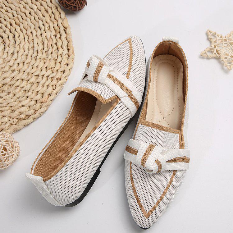 2024 Breathable Lightweight Slip-on Fashion Shoes with Bow, Pointed Toe, and Plus Size Options