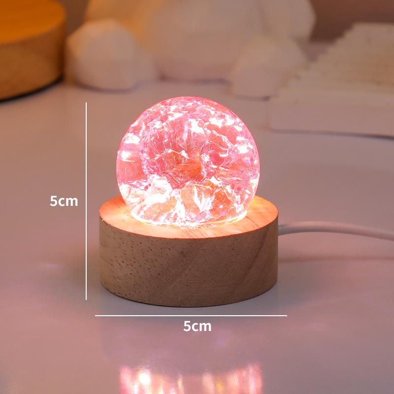Seven-Color Crystal Ball Night Light – Luminous Ice Crackle Glass Ornament for Desktop Decoration