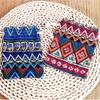 1pcs Antique Linen Cloth Drawstring Brocade Bag with Striped Pattern, Perfect for Jewelry and Stationery Storage