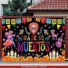 2D Planar Mexican Day of the Dead Pattern Banner, Photography Background, Family Decoration, Suitable for Eventszyc