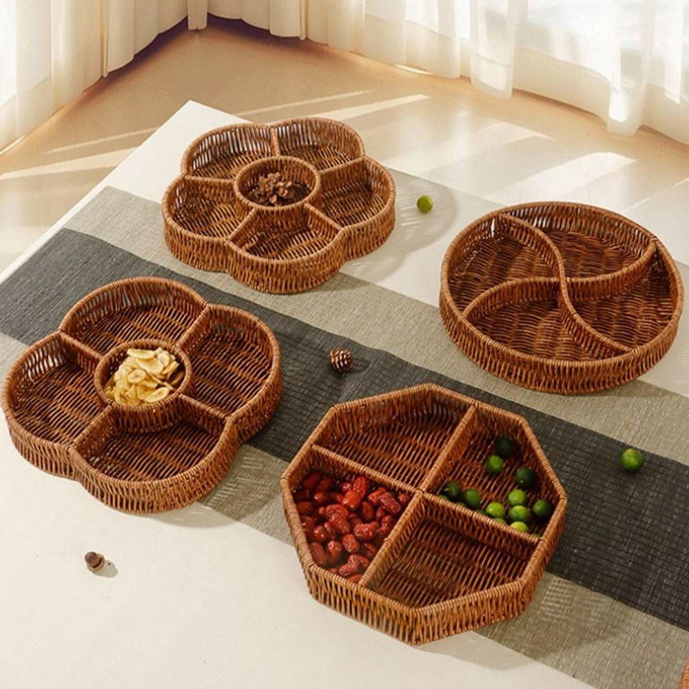 Kreativer Imitations-Reben-Webkorb Quadratisch Handgefertigt Hot Pot Beilagenkorb 10 Stile Gewebte Rattan-Snack-Aufbewahrungsschale