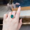 Emerald Pagoda Cut 925 Sterling Silver Ring with Green Diamond Ice Flower Gem
