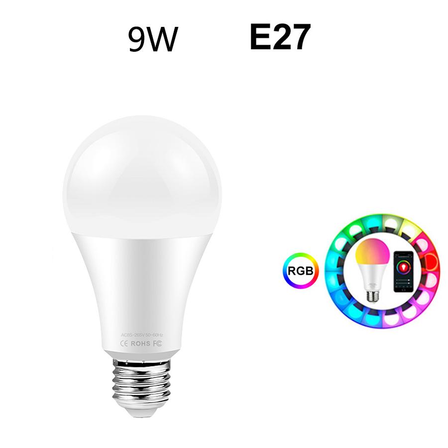 1Pcs 9W E27 WIFI Smart Light Bulb Supports For Alexa and Google Home Assistant