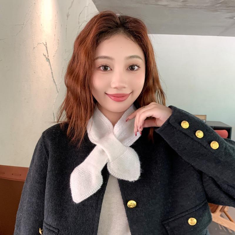 Scarf Thickened Autumn and Winter New Peach Heart Cross Lazy Scarf Scarf Wool Knitted Scarf