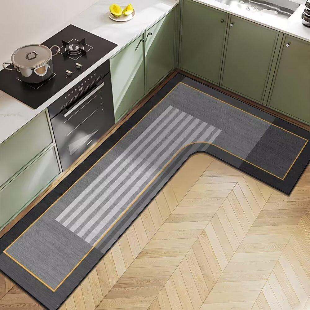 Nordic Light Luxury Diatom Mud Household L-shaped Kitchen Floor Mat Water Absorption  Anti-slip  Quick-drying and Easy-to-maintenance Floor Mat