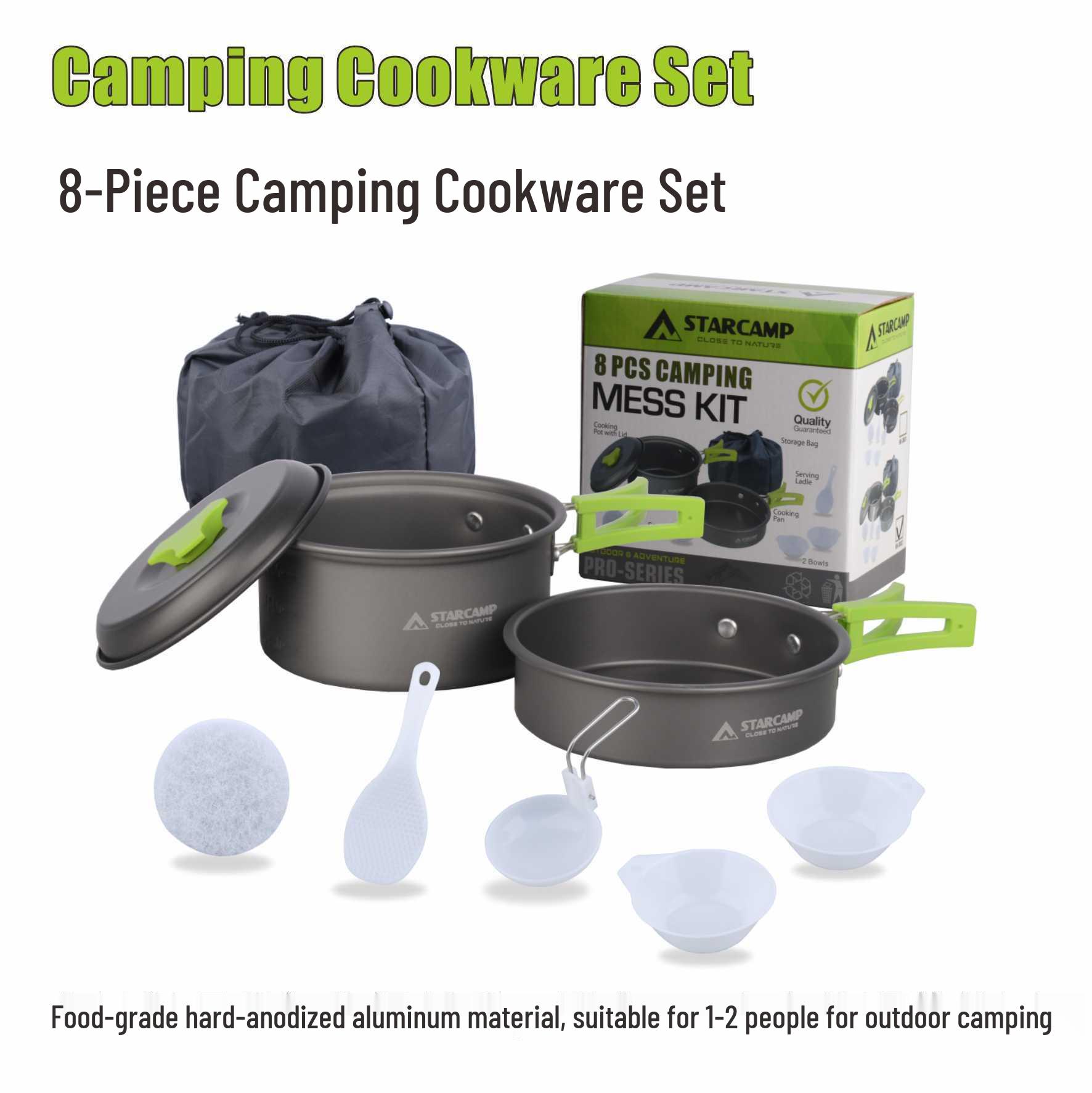 STARCAMP 8-Piece Outdoor Camping Cookware & Tableware Set трава зеленый