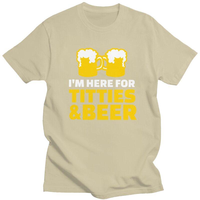 Custom Mens Funny Quotes Titties And Beer T Shirts Short Sleeve Cotton Tshirts Streetwear Tshirt Casual Tee Loose Fit Clothes
