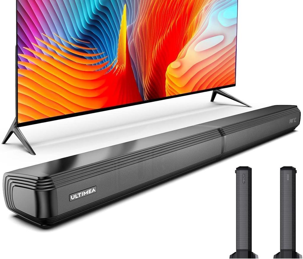 ULTIMEA Apollo S40 Pro 2-v-1 Dělený Soundbar, Odnímatelný pro TV a PC, Montáž na zeď nebo Stolní použití, 2.2 kanálový Bluetooth 5.3, Hluboké basy, 100W, Domácí