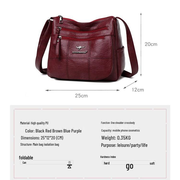 2026 Women's Large Capacity Crossbody Bag - High-End Fashion, Simple Design, Casual Single Shoulder Bag for Moms