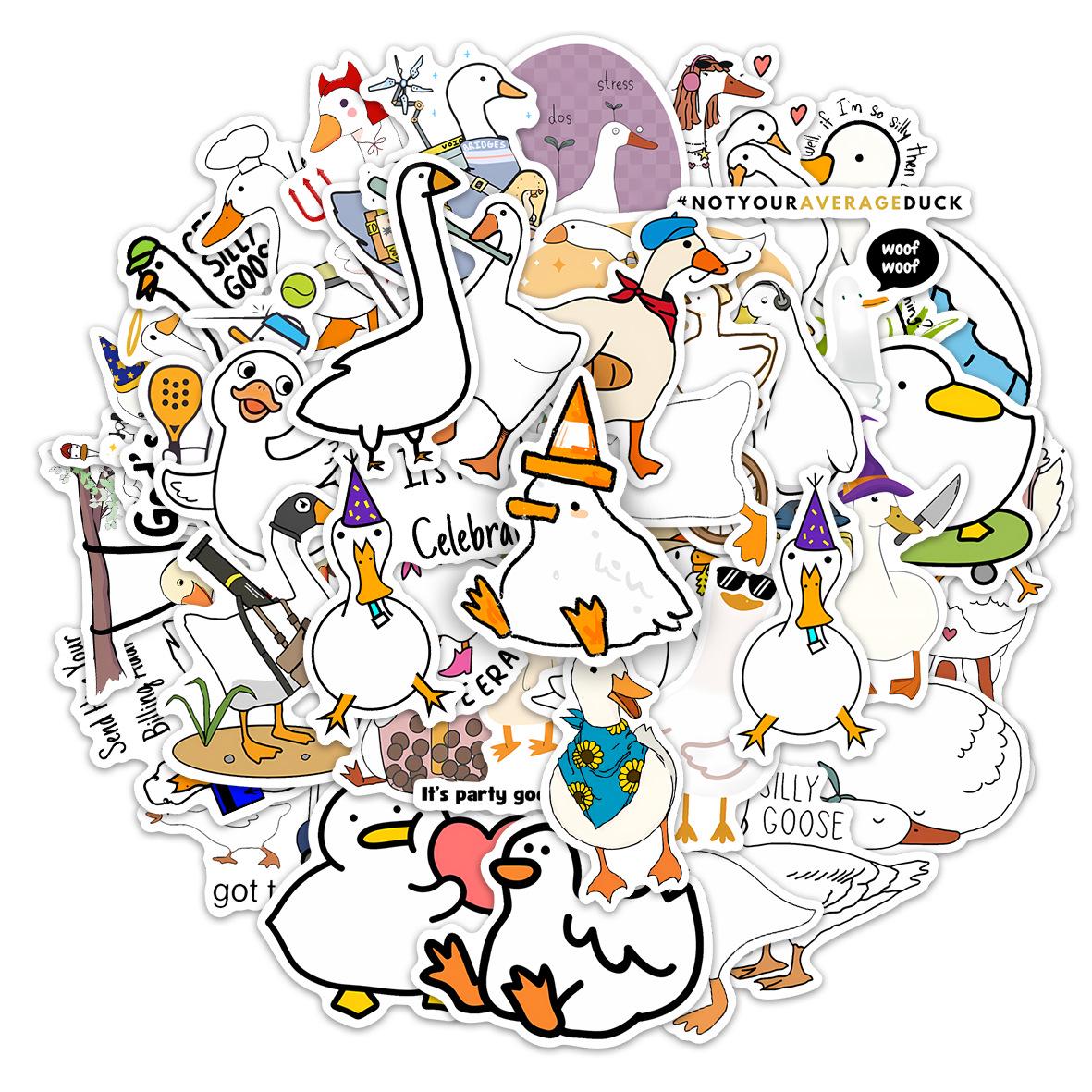 50 Cute Cartoon Duck Waterproof Stickers for DIY Journals & Luggage разноцветный