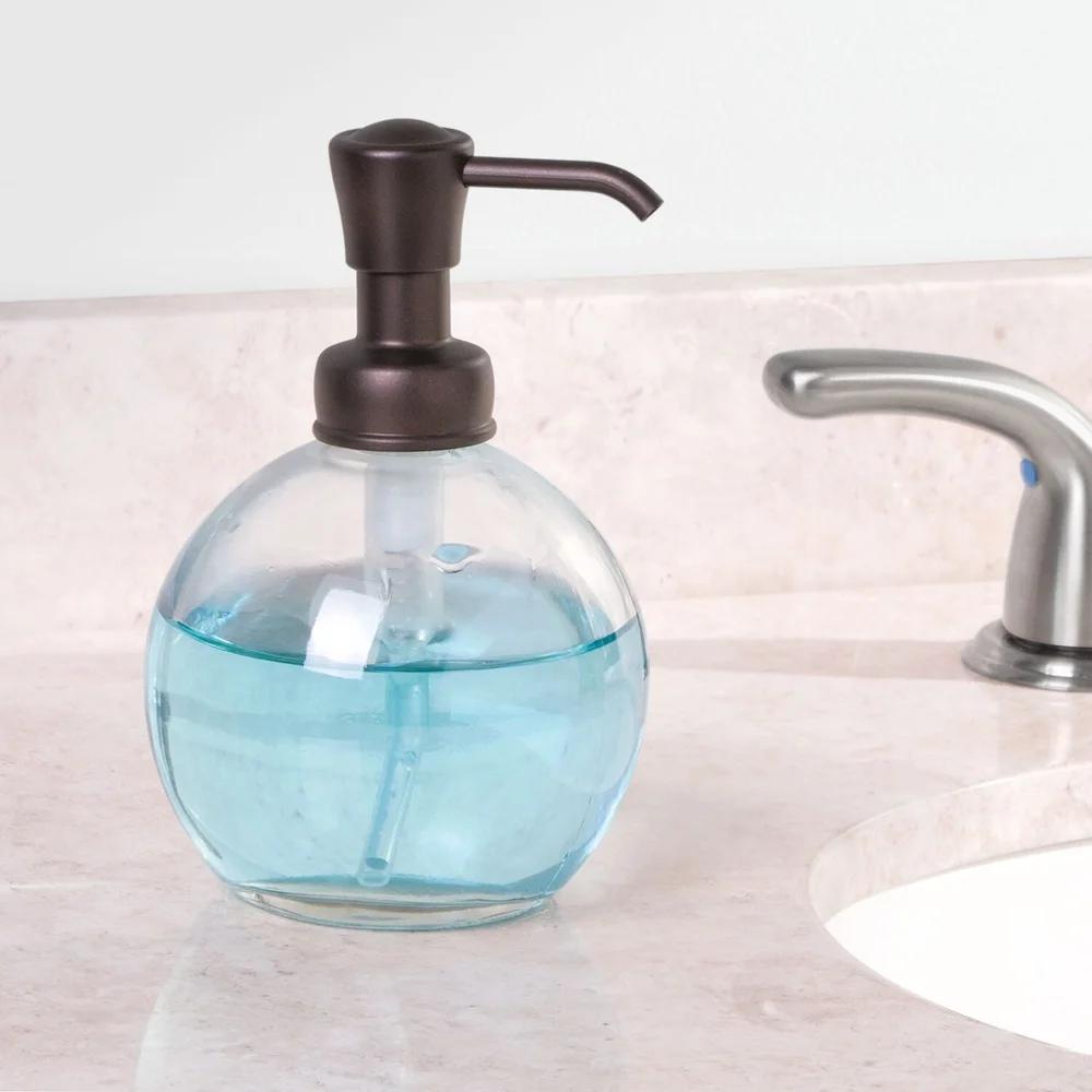 Bronze Glass Soap Dispenser Eco-Friendly Refillable Liquid Pump Kitchen Bath Countertop Durable Non-Skid Rust-Resistant
