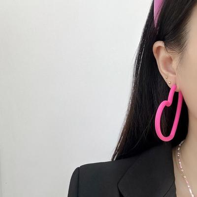 Simple Love Heart Big Hoops Candy Colored Love Earrings Punk Jewelry Love Heart Hoop Earring  Girls
