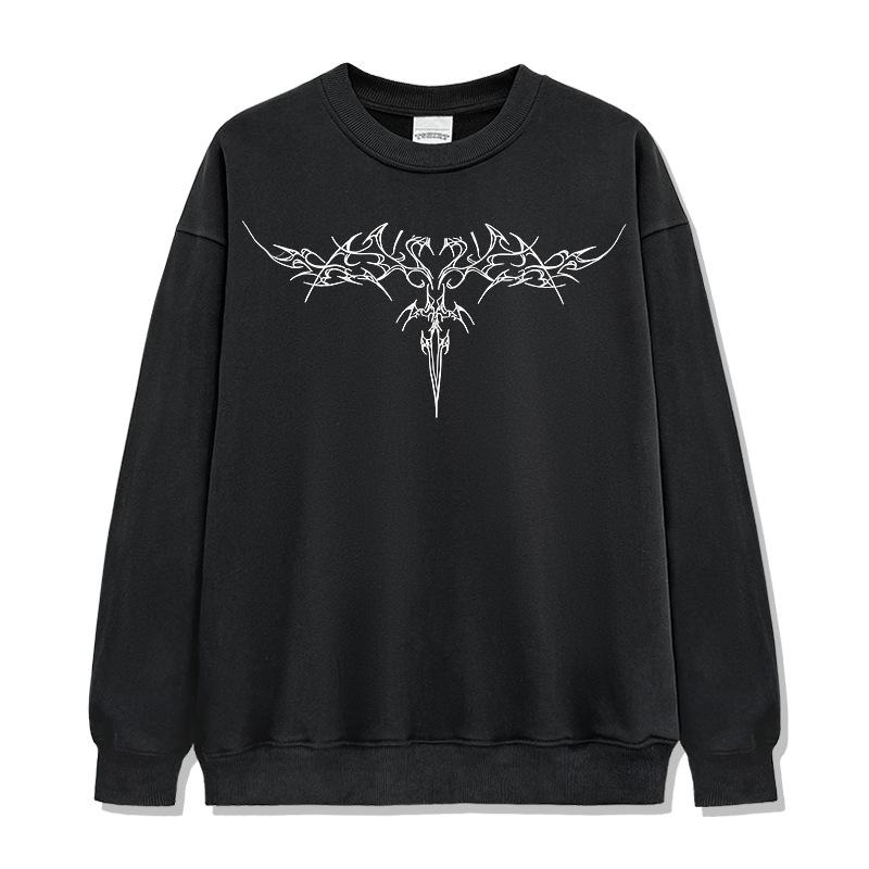 Loose Fit Washed Pure Cotton T-Shirt with Chest Tattoo Print