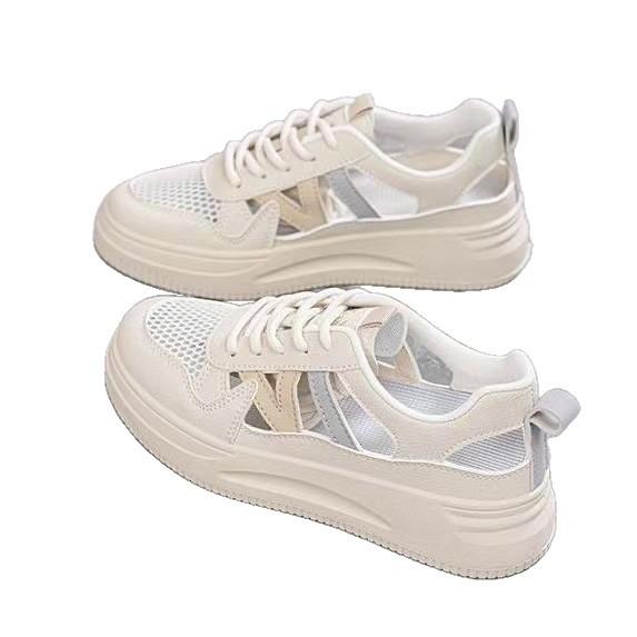 Mesh-Schuhe Sommer neue atmungsaktive hohle weiße Schuhe Lochsandalen lässige Sport-Board-Schuhe Damen