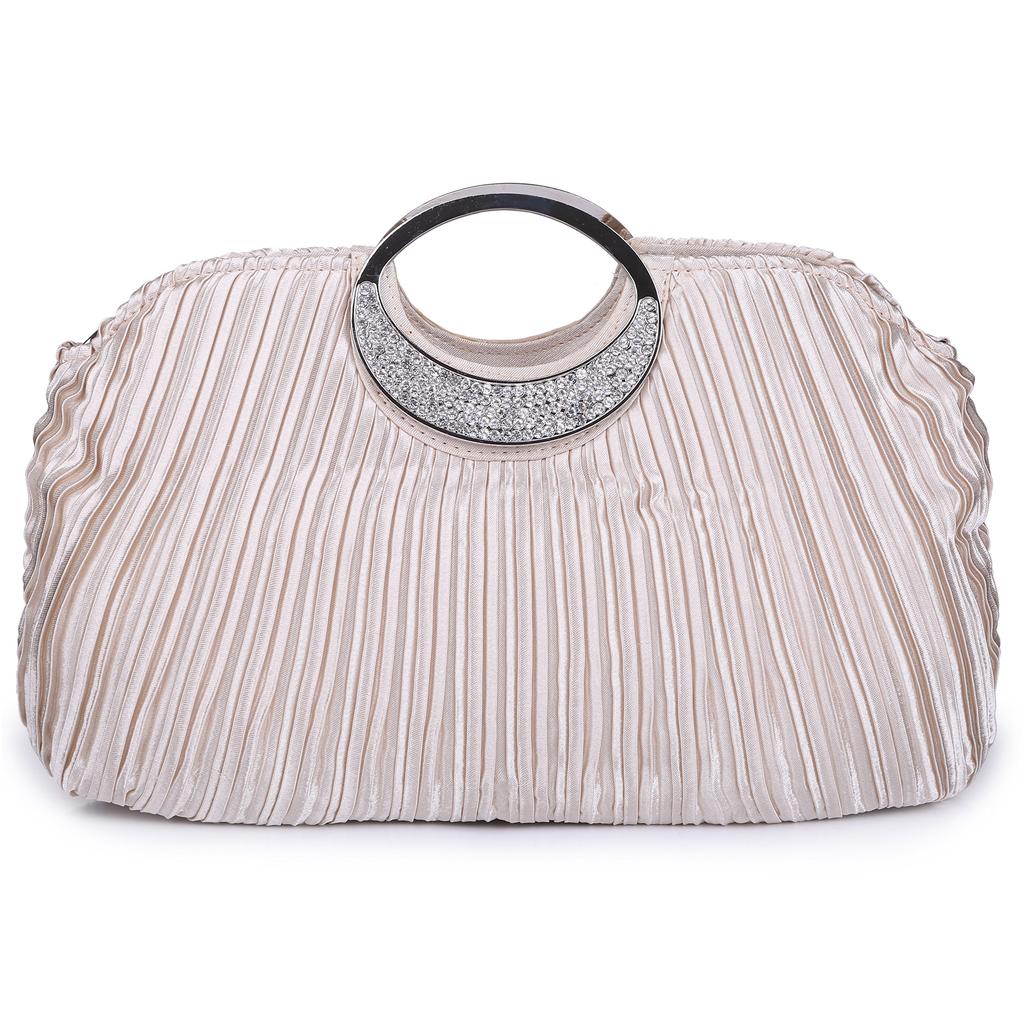Party Bag Clutch Bag Satin Pleated Processing [REOTTI] Women's