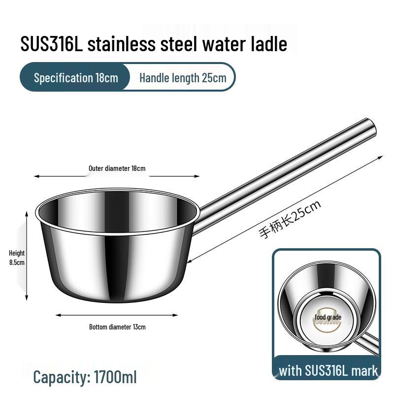 316 Stainless Steel Long Handle Water Scoop