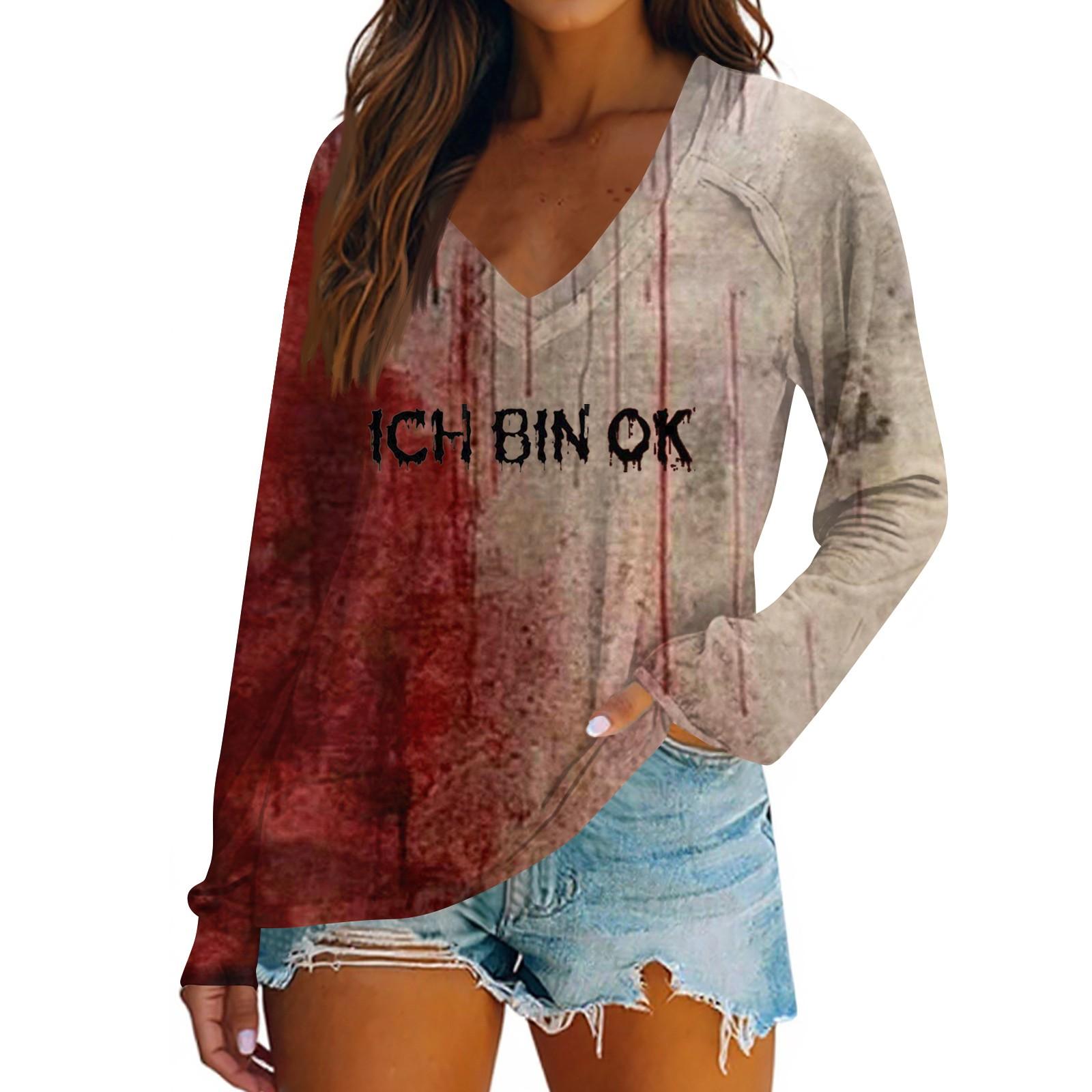 

Women s Casual Fashion Snowflake Printed Vintage Casual Print Long Sleeve V-Neck Pullover Top Blouse L бежевый