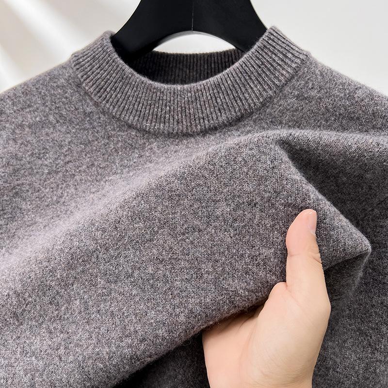 Men's Winter Australian Wool Half-High Collar Sweater – 100% Pure Wool, Thick and Warm.