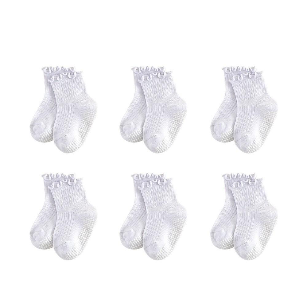 6 Pairs 6 Pairs Pack Anti-Slip Socks Ruffled Design Newborn Socks Soft Infant Socks  For Boys S(0-1Y)