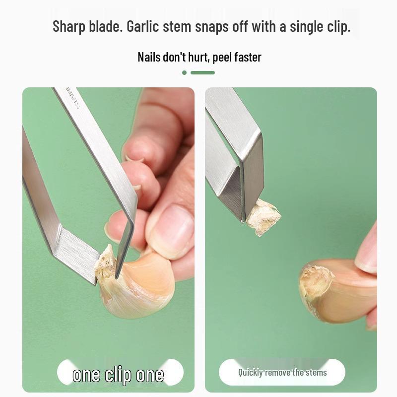Stainless Steel Garlic Peeler & Boar Bristle Hair Remover Tweezers