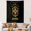 Brazil Football Emblem with Stars Patterned Tapestry Home Decor, Suitable for Bedroom and Living Room, Gift