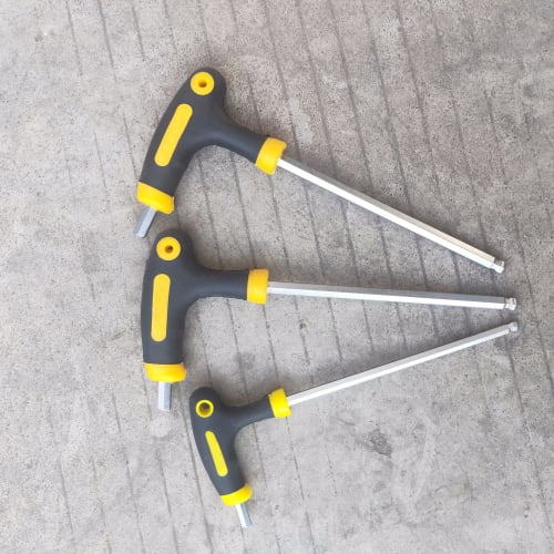KEWAYO 5-Piece Set of T-Shaped Hex Wrenches with Long Ball Point, Chrome Vanadium Steel, 2.5mm/3mm/4mm/5mm/6mm, for Repairs, Cars, Machinery, and Moto