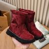 2024 Winter New Children Cotton Boots Warm Thicken Girls Boots Fashion Slip On Kids Snow Boots Soft Sole Non-slip Mid Calf Boot