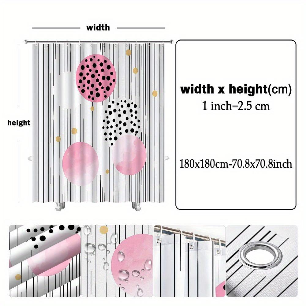Abstract Geometric Pattern Shower Curtain Modern Simple Design With 12 Hooks For Modern Bathroom Decorative Shower Curtain