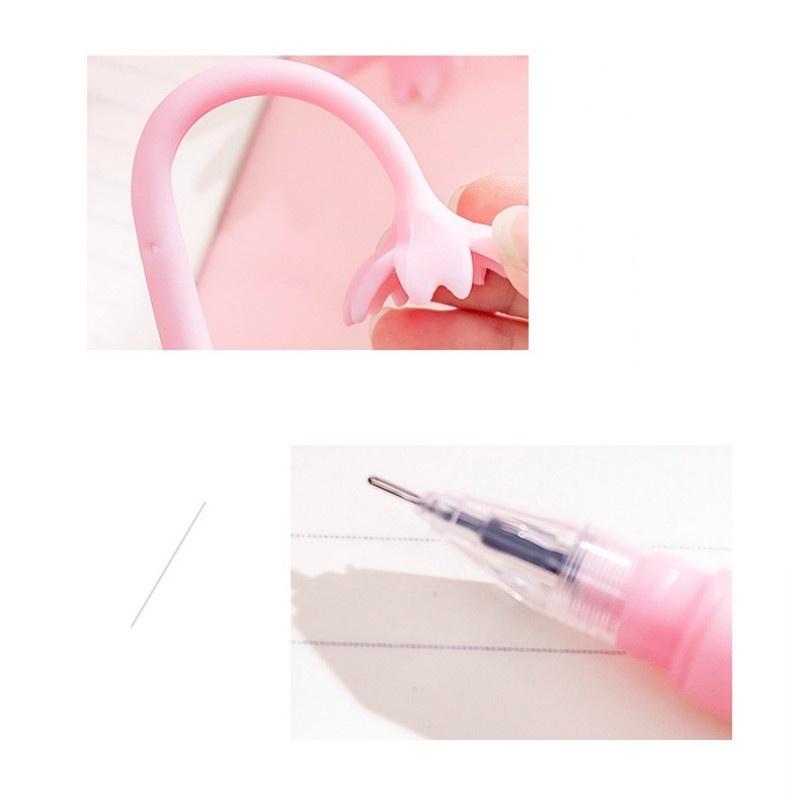 10 Pcs Silicone Pink Creative Cute Cherry Blossoms Flower Stationery Office School Supplies Gift Simulation Gel Pens LS