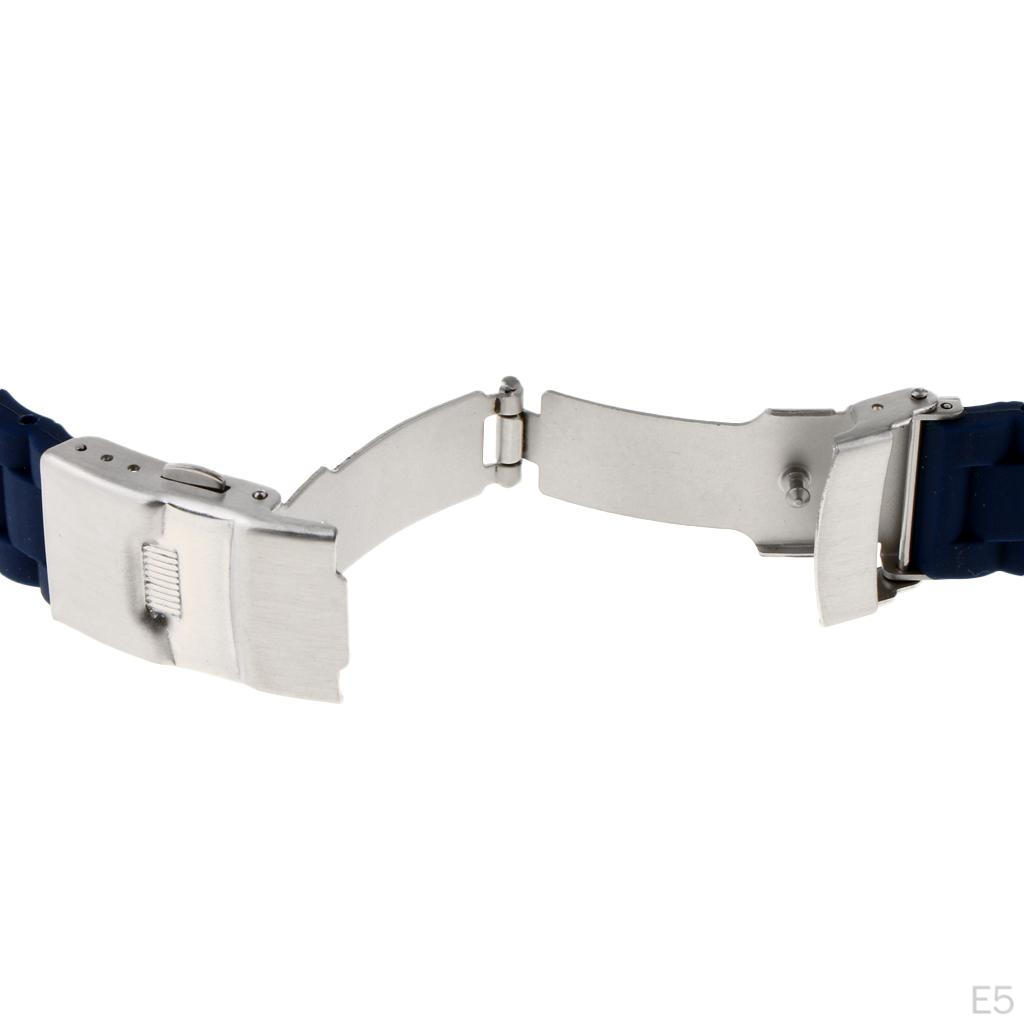 Waterproof Silicone Watch Strap with Stainless Steel Folded Buckle Multi-Colors