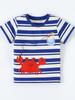 European Boys' Summer Set: Cute Crab Embroidered 2-Piece, Round Neck & Short Sleeve.
