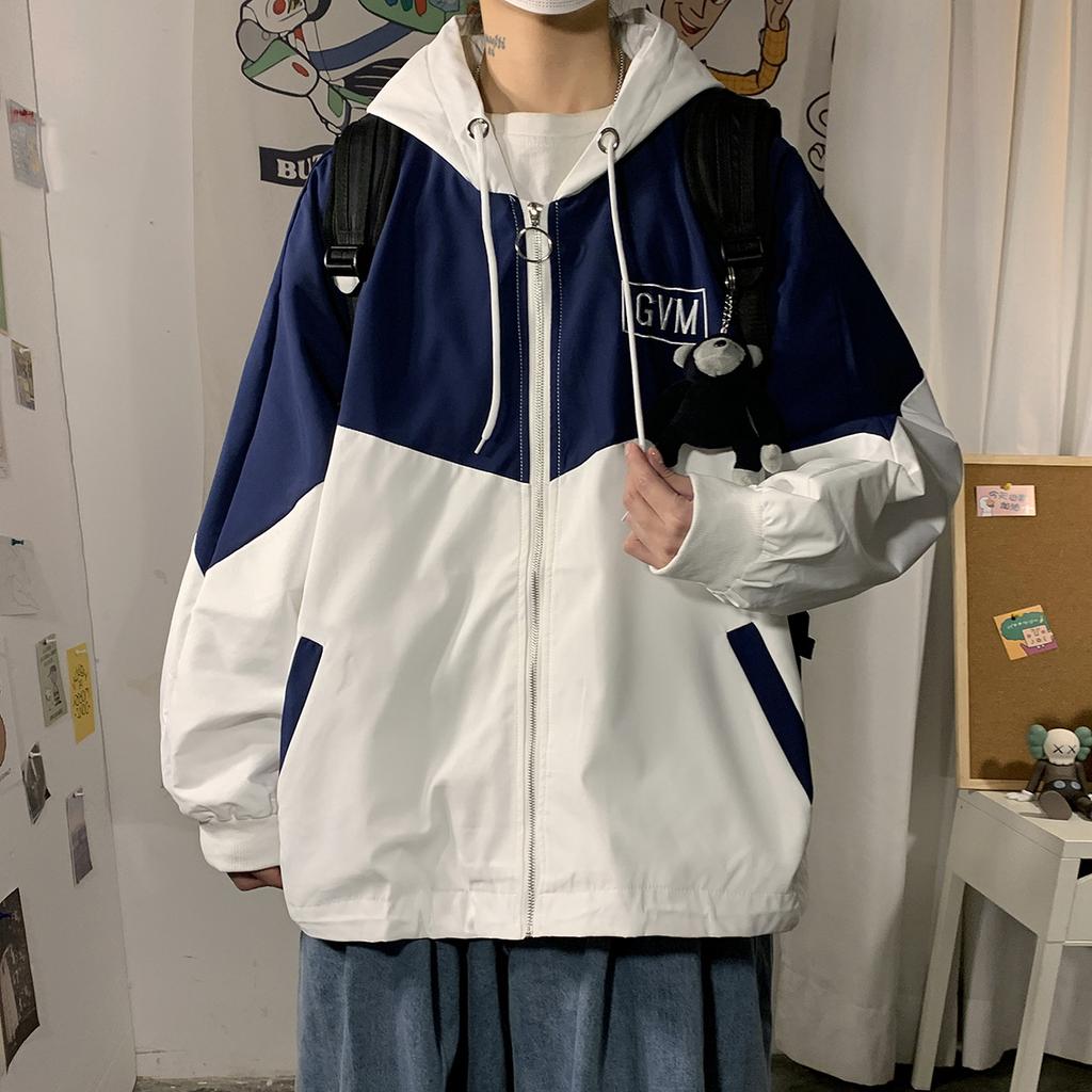 Color Matching Cardigan Jacket Men's Autumn Japanese Trend Versatile Loose Tooling Jacket