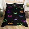 Halloween Duvet Cover Set Gothic Spooky Bedding Sets,Pumpkin Lantern Comforter Cover Horror Ghost Witch Hat Cat Bat Quilt Cover