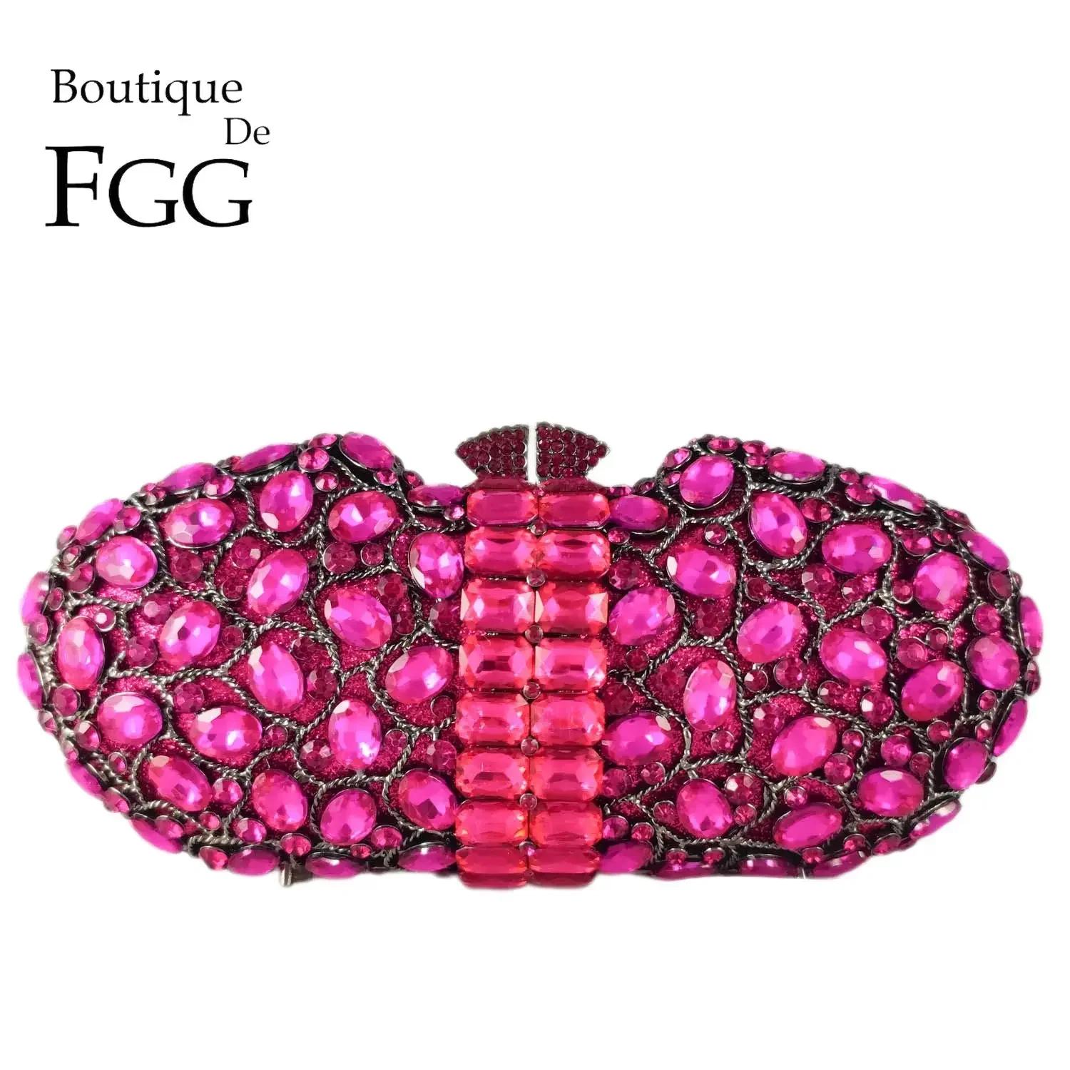 

Boutique De FGG Brown Rhinestone Evening Bags and Clutches, Formal Clutch Purses for Party Prom, Bridal Wedding Crystal Bag Mini Clutch